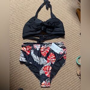 Black Floral Bikini Set - NWT - Large